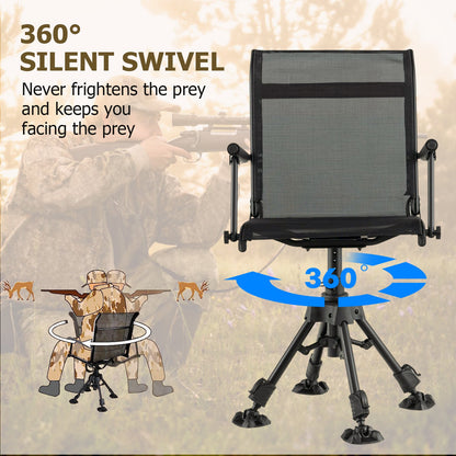 Folding Swivel Patio Chair with 4 Adjustable Leg