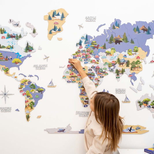 Nursery World Map Indigo