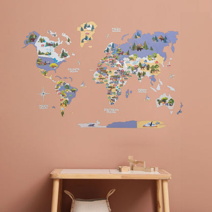 Nursery World Map Indigo
