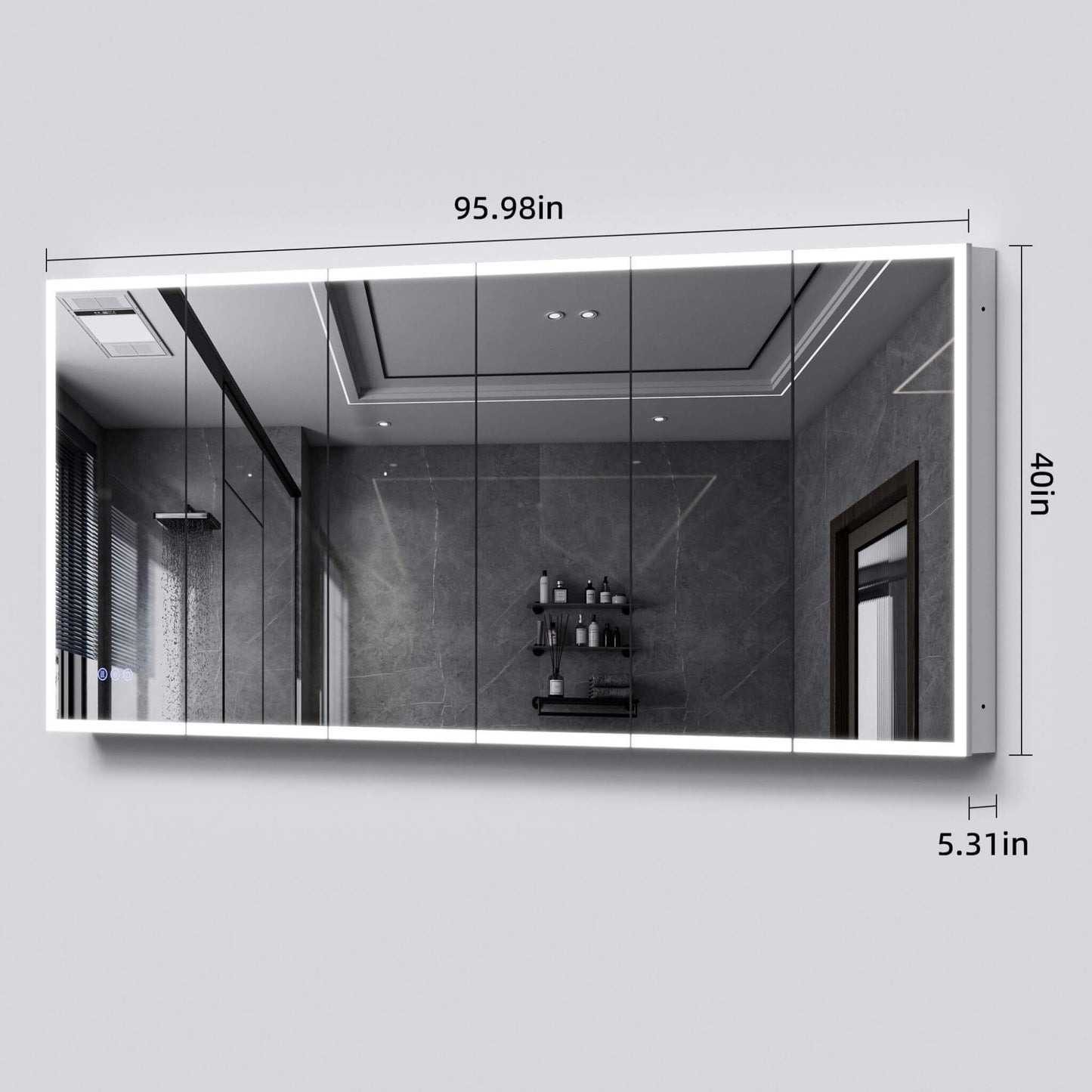 [96X40-Inch] Nuvia Wall-Mounted Medicine Cabinet Mirror With Anti-Fog And Tri-Color LED Lights (SAK82340)