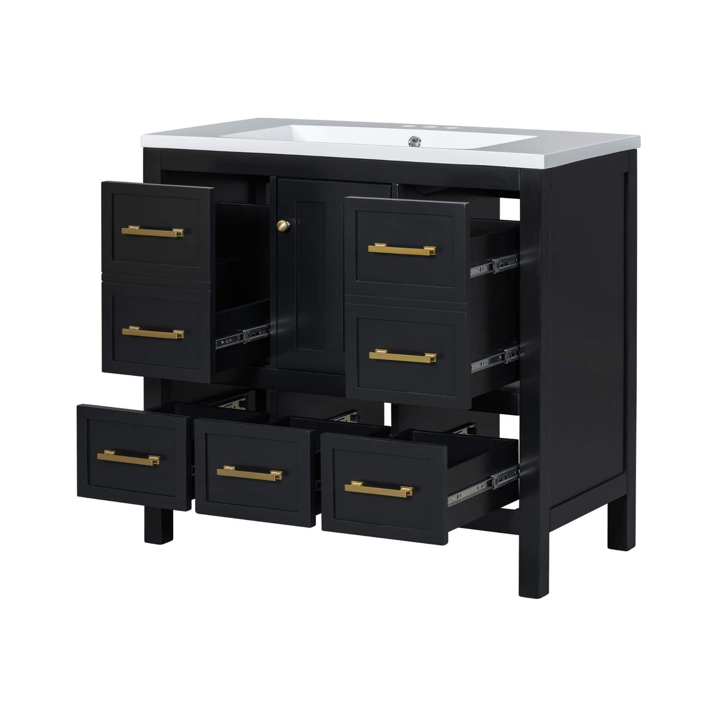 Nuvia Premium 72-Inch Bathroom Vanity Set With Resin Sink And Soft-Close Drawers [Faucet Not Included] (SAK62749)