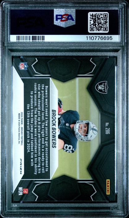 Graded 2024 Panini Mosaic Brock Bowers #286 Green Rookie RC Football Card PSA 10 Gem Mint