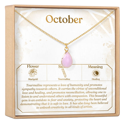 October Birthday Tourmaline Birthstone Necklace