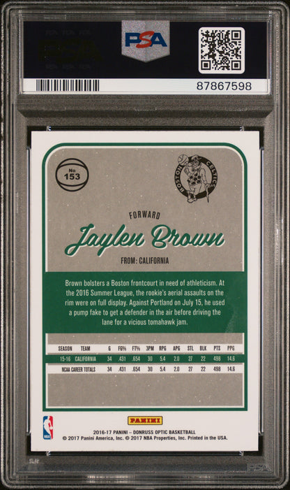 Graded 2016 Panini Donruss Optic Jaylen Brown #153 Rookie RC Basketball Card PSA 10 Gem Mint