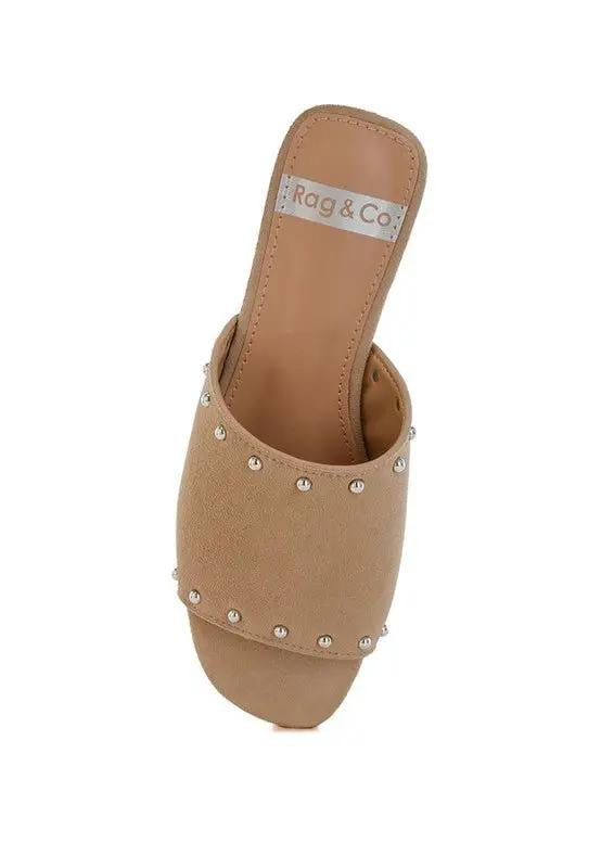 Shoes Rag Company Odalia Soft Suede Leather Studded Flats for Women