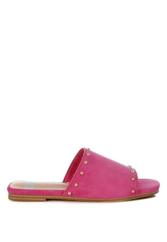 Shoes Rag Company Odalia Soft Suede Leather Studded Flats for Women