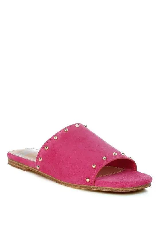 Shoes Rag Company Odalia Soft Suede Leather Studded Flats for Women
