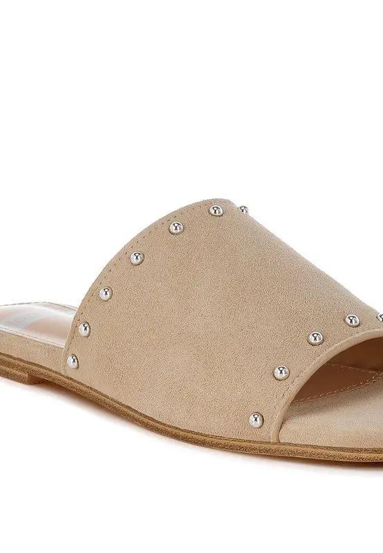 Shoes Rag Company Odalia Soft Suede Leather Studded Flats for Women