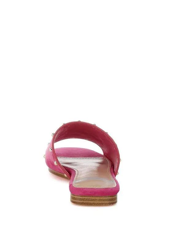 Shoes Rag Company Odalia Soft Suede Leather Studded Flats for Women
