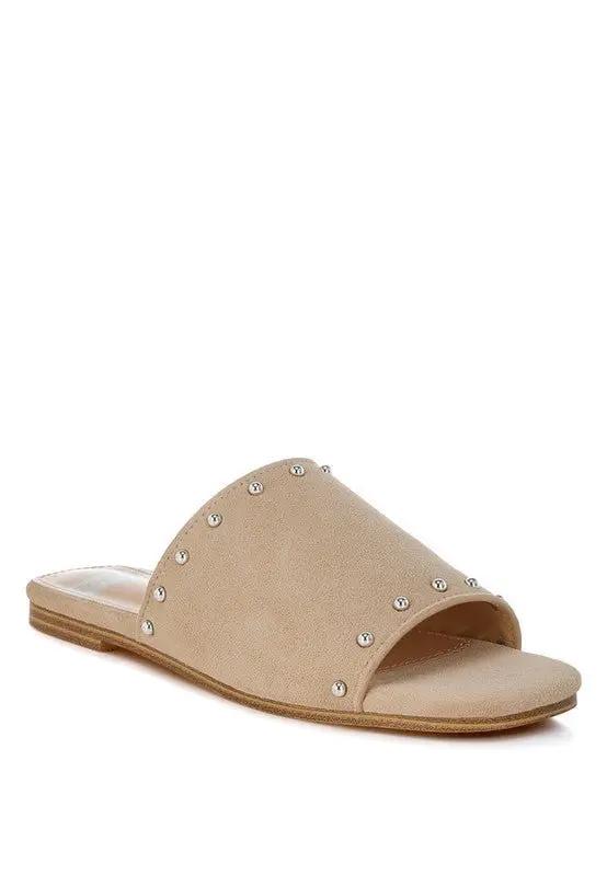 Shoes Rag Company Odalia Soft Suede Leather Studded Flats for Women