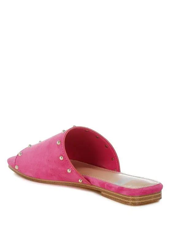 Shoes Rag Company Odalia Soft Suede Leather Studded Flats for Women