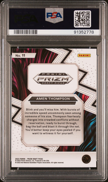 Graded 2023 Panini Prizm Amen Thompson #11 Fearless Rookie RC Basketball Card PSA 10 Gem Mint