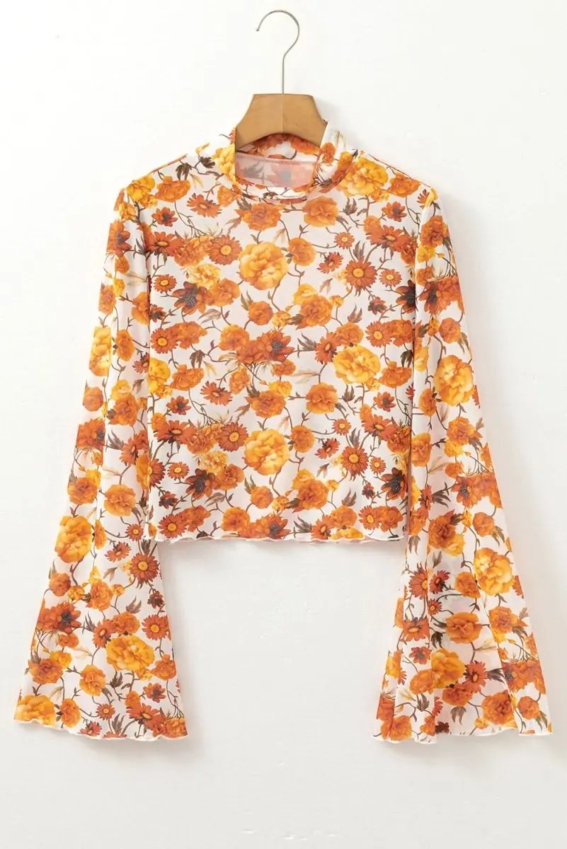 Orange Floral Blouse Women's Top by Love Salve