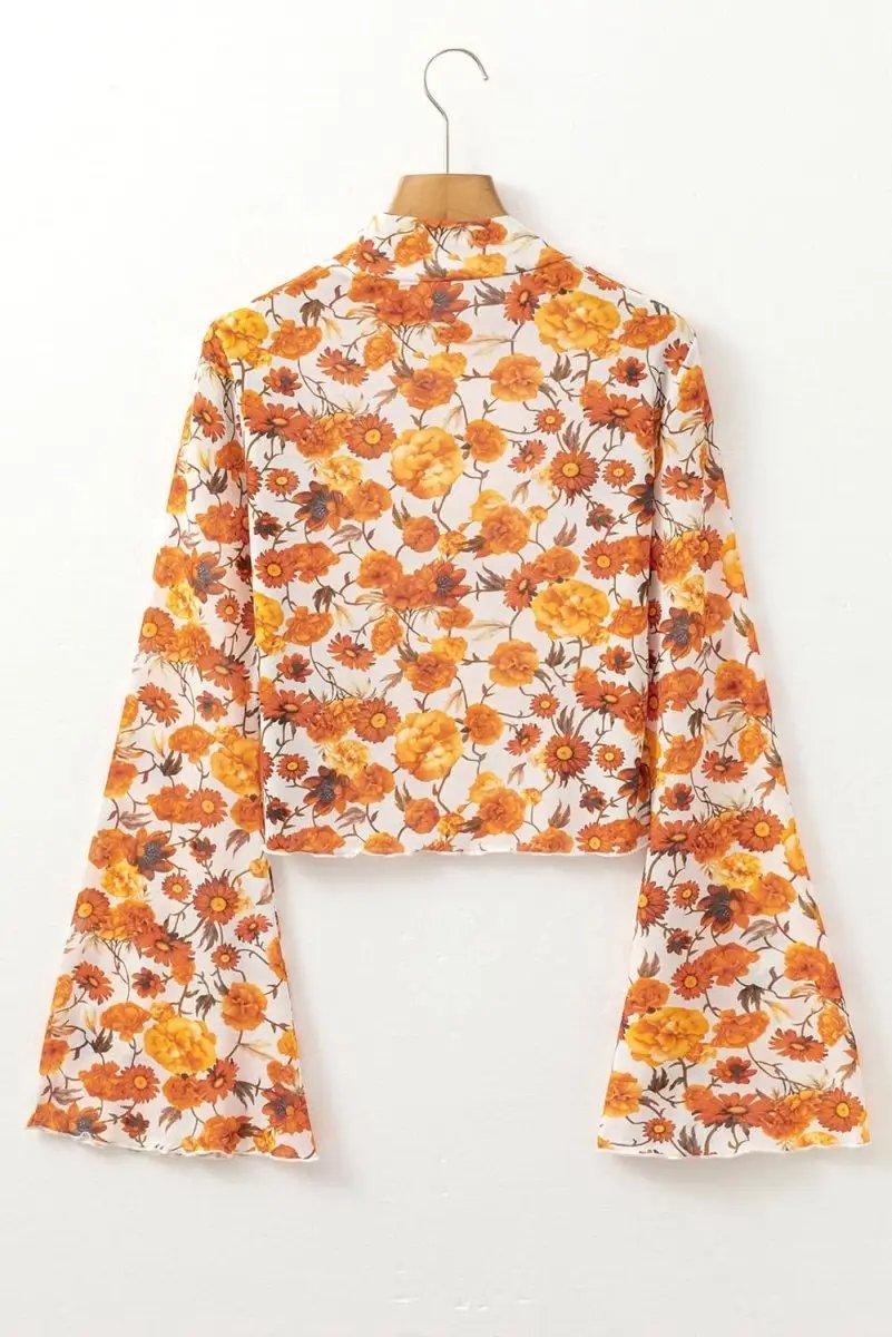 Orange Floral Blouse Women's Top by Love Salve