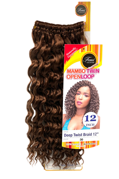 Femi Collection Mambo Twin Open Loop Deep Twist Braid 12 in, Color OET1B/30