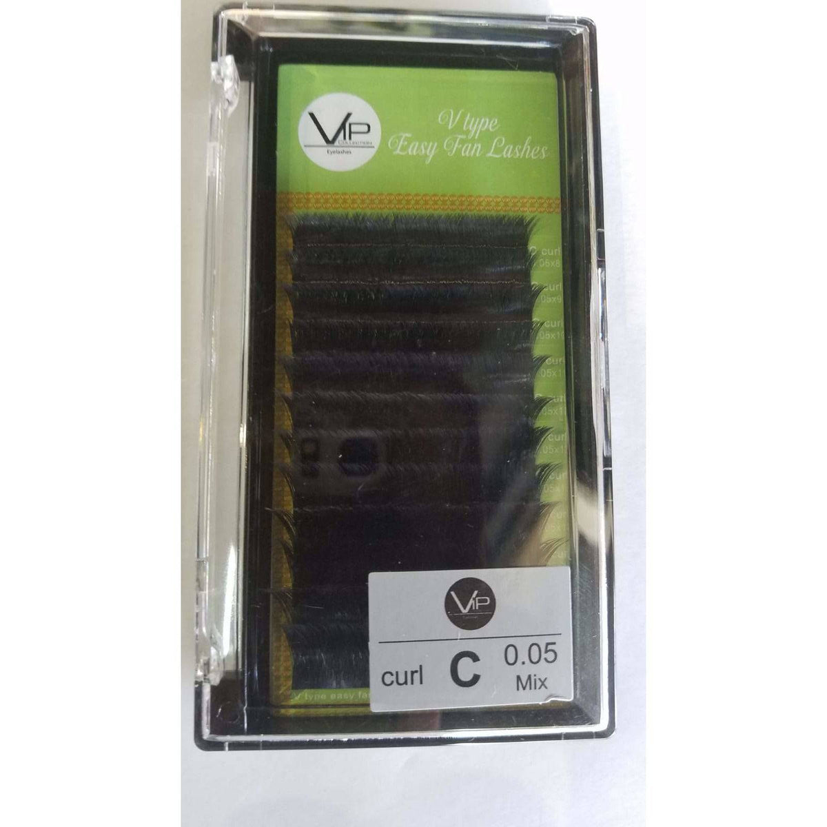 VIP Extensions V Type Easy Fan Lash Extensions 0.05 C Curl 12 Lines, Mixed Lengths