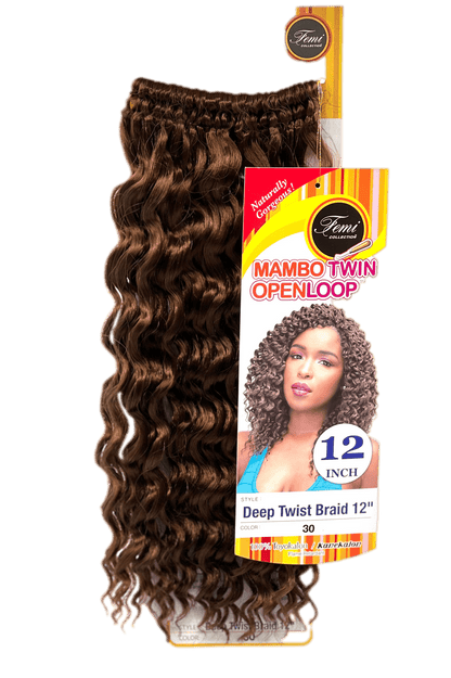 Femi Collection Mambo Twin Open Loop Deep Twist Braid 12 in, Color OET1B/30