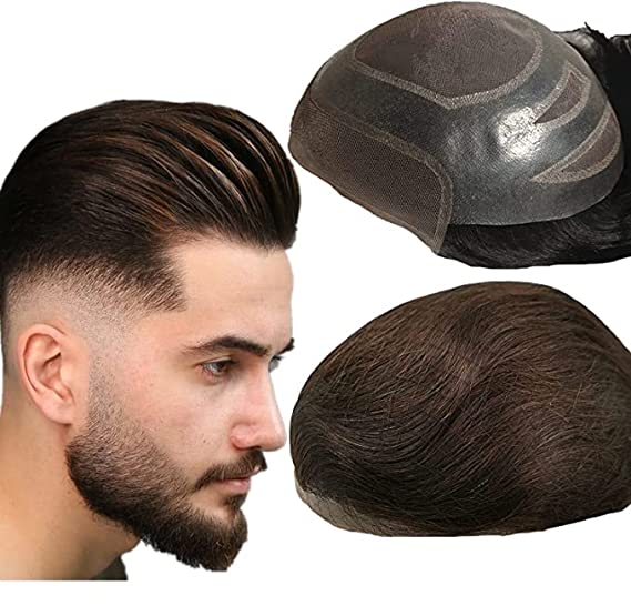 VIP Extensions Men's Human Hair Toupee 10 x 8 in, Color 4