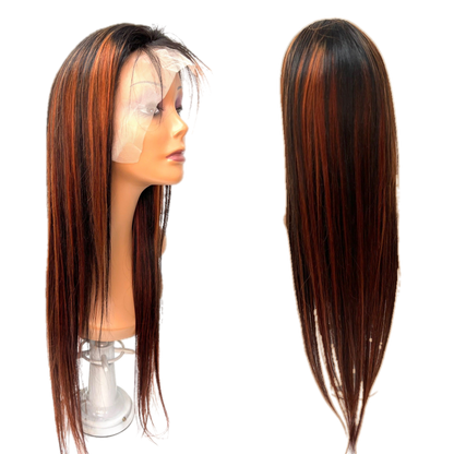 Rio Straight Human Hair Lace Front Wig, Burgundy, 26 in