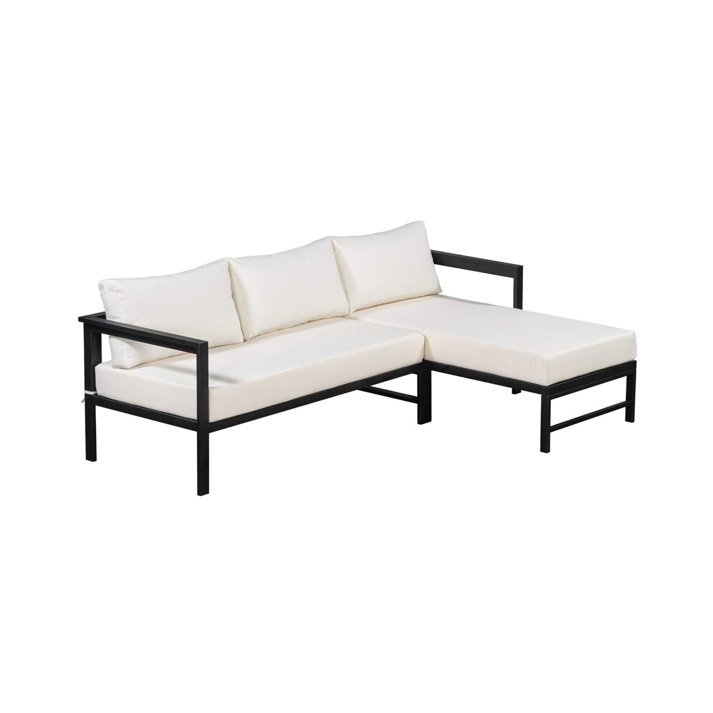 Alora Outdoor 3-Person L-Shaped Patio Sofa With Iron Frame And Thick Cushions [No Coffee Table] (SAK70213)