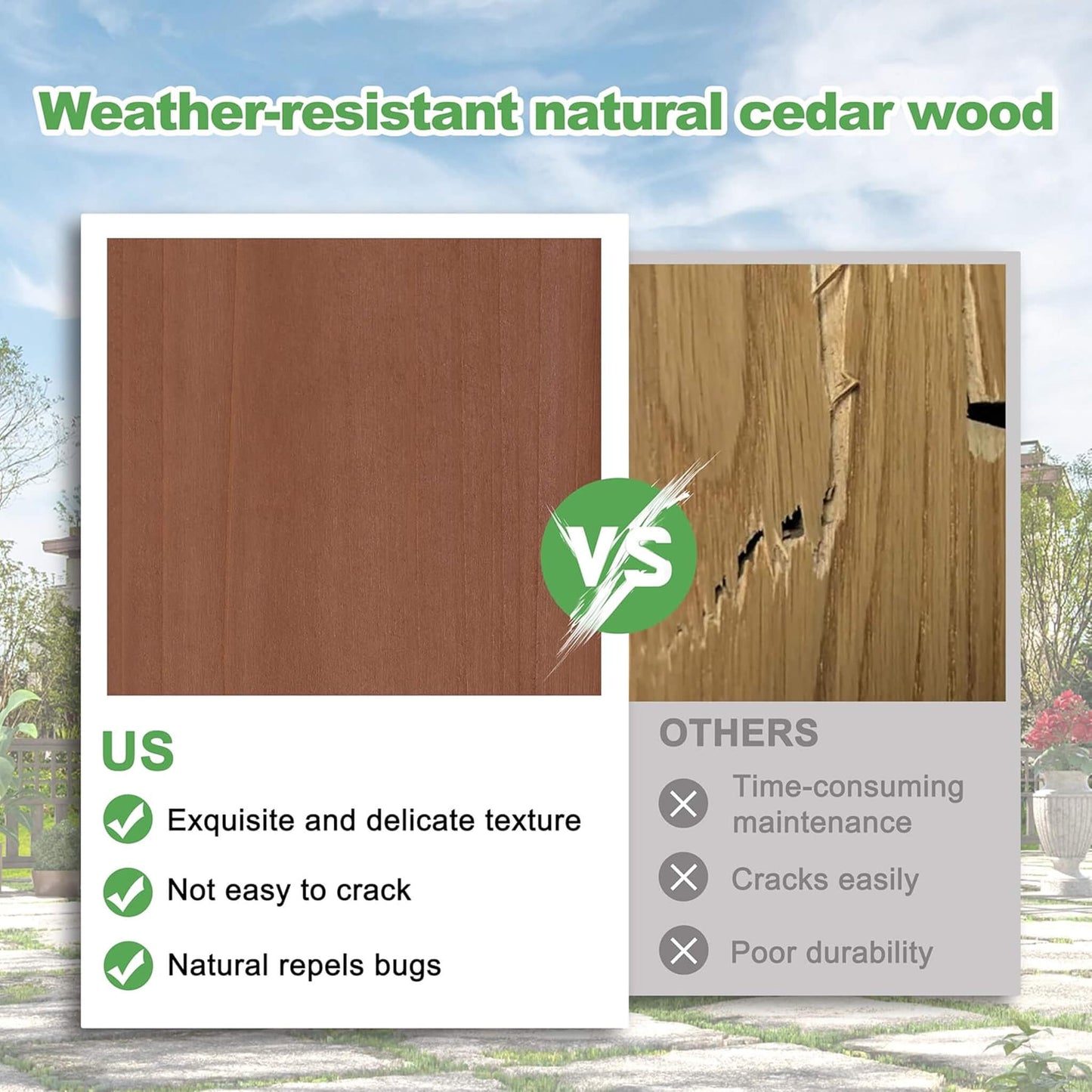 Alora Outdoor Cedar Wood Patio Pergola With Slatted Trellis Roof (SAK92150)