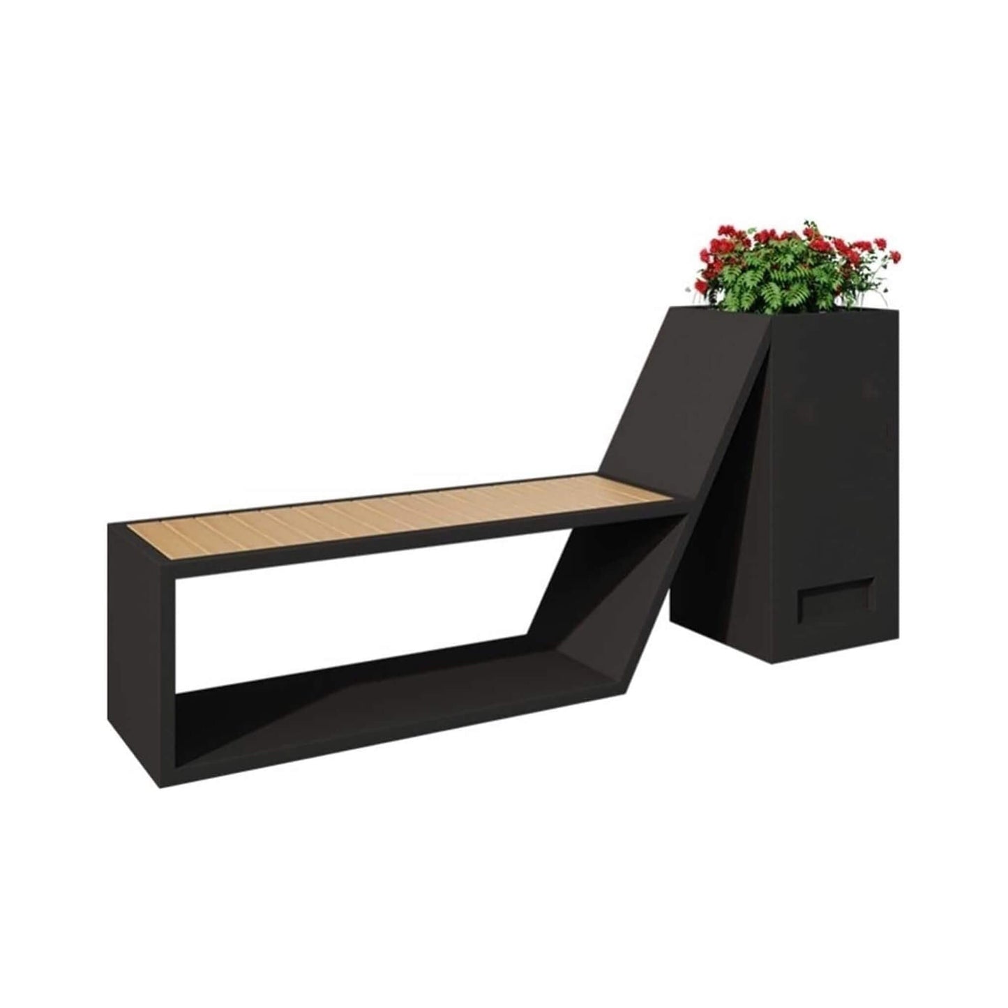4FT Outdoor Commercial All-Weather Metal Bench With Planter Box [Made-To-Order] (SAK57219)