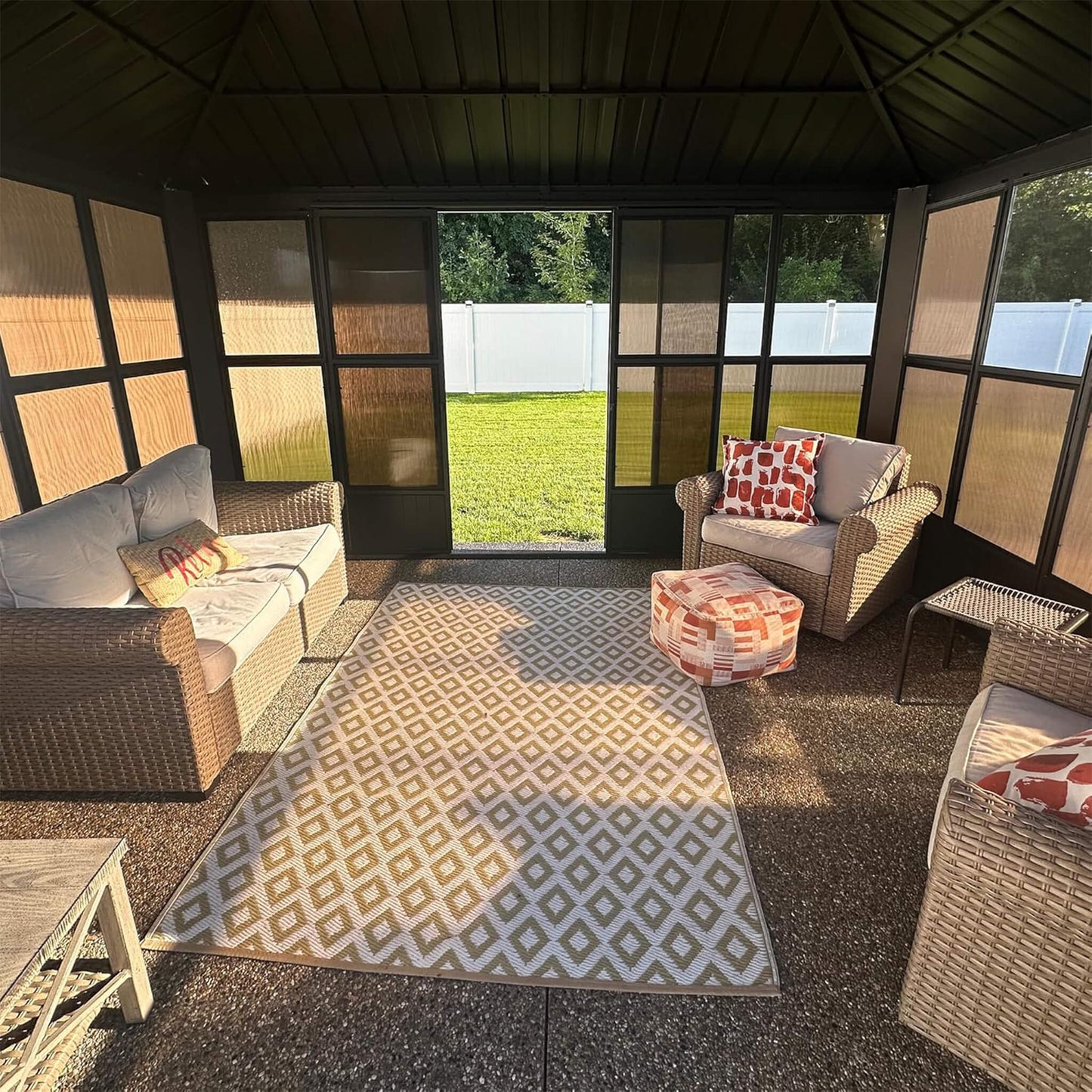 Alora Vista Outdoor Hardtop Aluminum Solarium With Double Roof And LED Lights (SAK42086)
