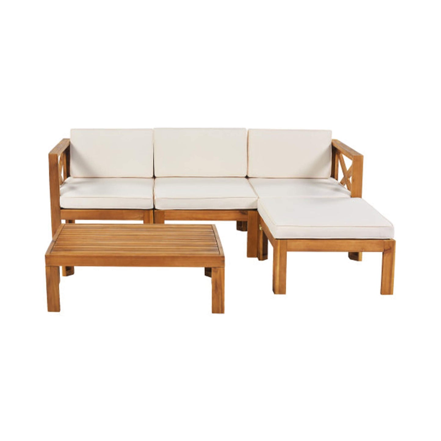 Alora 5-Piece Outdoor Patio Wood Sectional Sofa Set With Cushions (SAK31297)