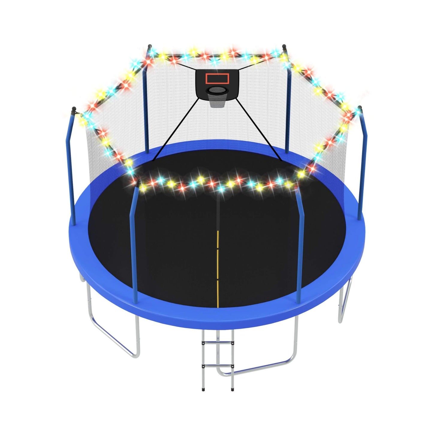 Outdoor Trampoline With LED Lights And Basketball Hoop (SAK69305)