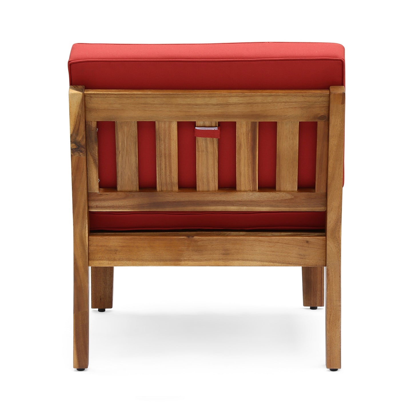 Grenada 5 Seater Acacia Wood Sectional Armless Sofa Set, Teak + Red
