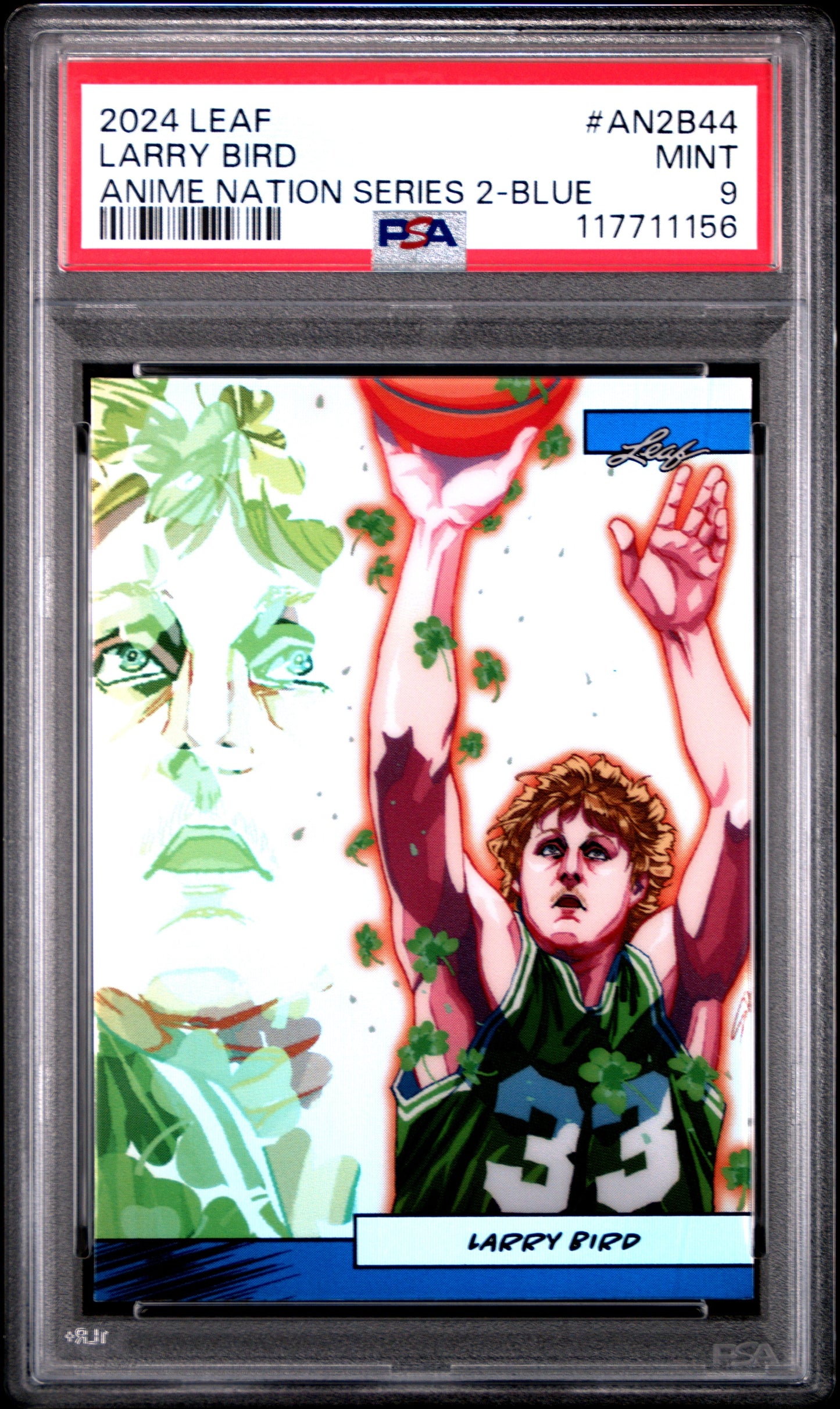 Graded 2024 Leaf Larry Bird #AN2B44 Anime Nation Series 2 Blue /75 Basketball Card PSA 9 Mint