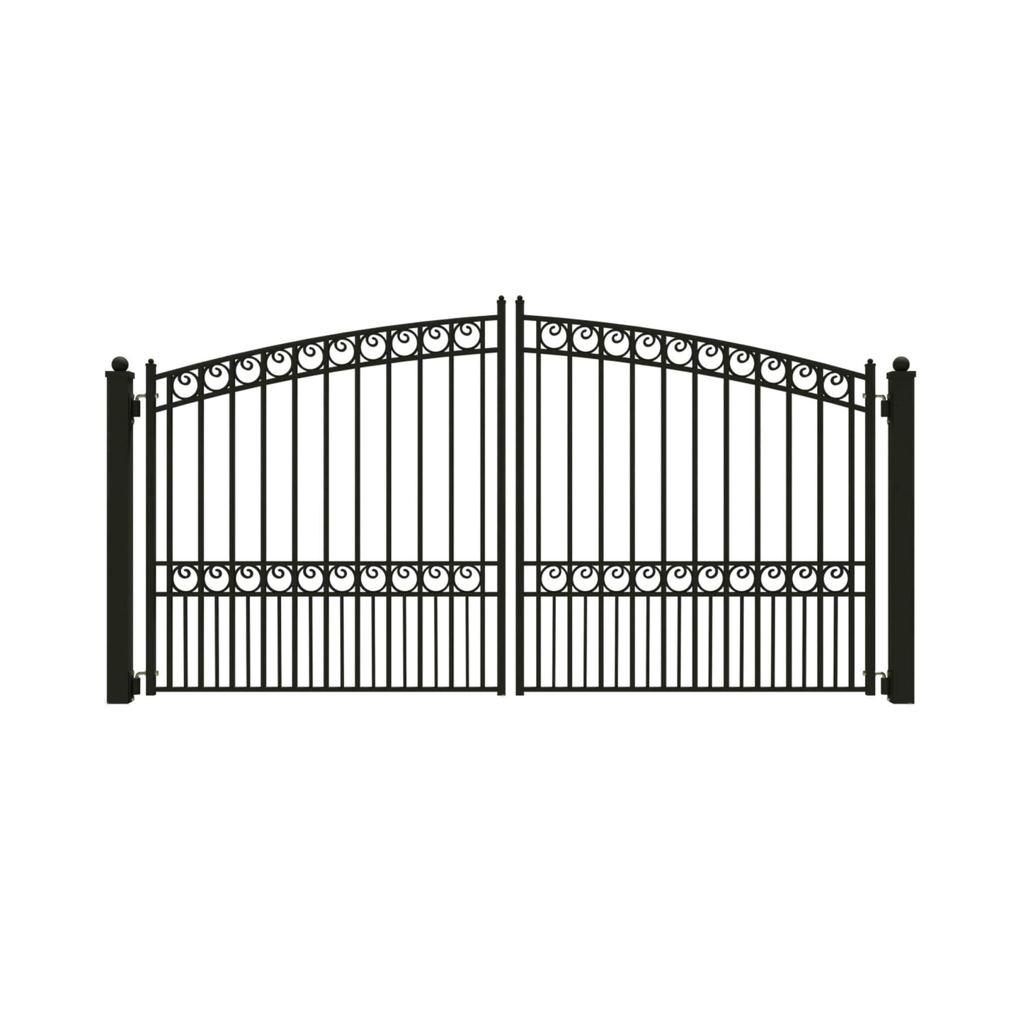 [12-18FT] Heavy-Duty Paris-Style Steel Premium Dual-Swing Driveway Gate (SAK97031)