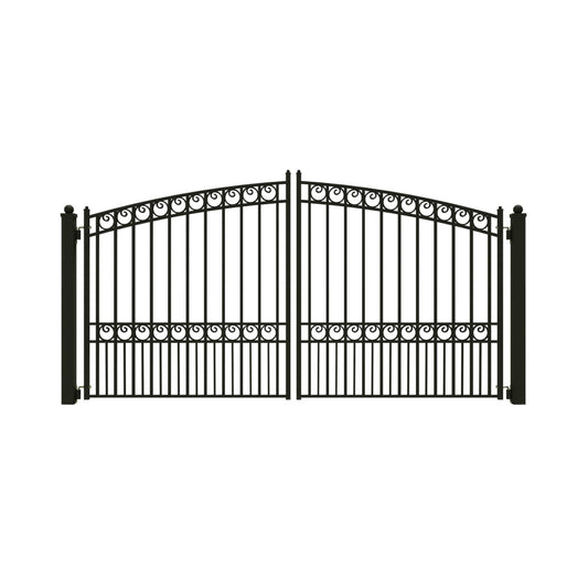 [12-18FT] Heavy-Duty Paris-Style Steel Premium Dual-Swing Driveway Gate (SAK97031)