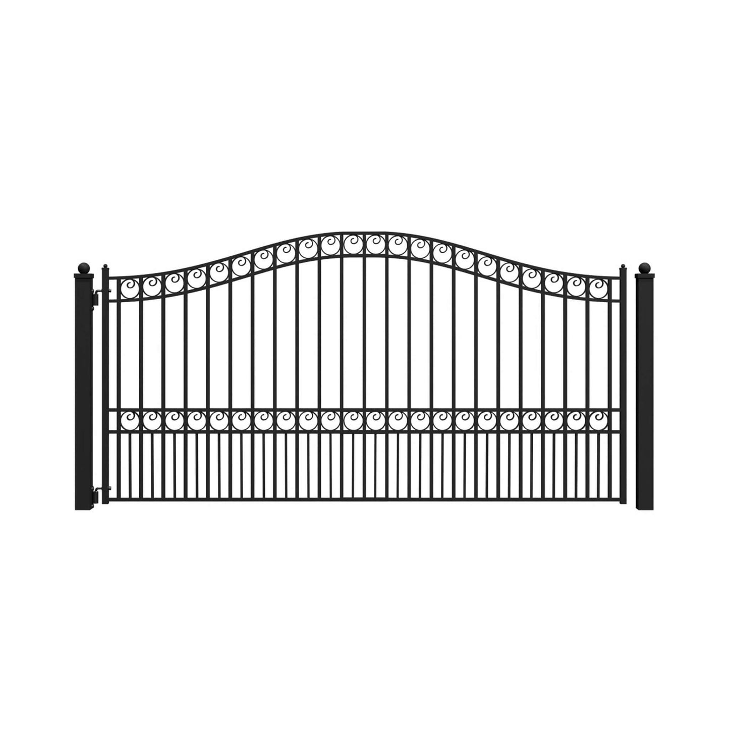 [12-18FT] Heavy-Duty Paris-Style Galvanized Steel Single-Swing Driveway Gate (SAK78643)