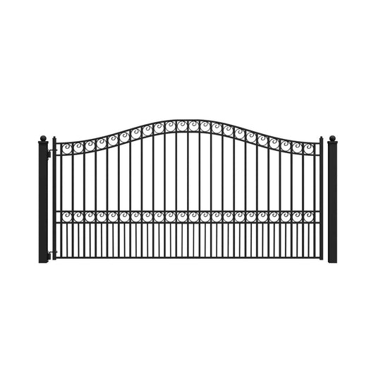 [12-18FT] Heavy-Duty Paris-Style Galvanized Steel Single-Swing Driveway Gate (SAK78643)