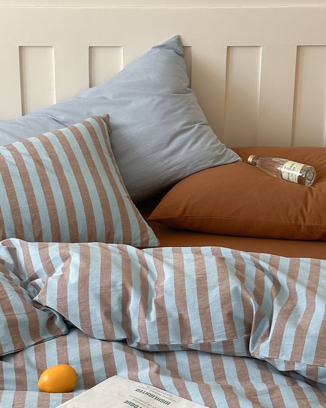 Parker Minimalist Striped Bedding Set / Blue