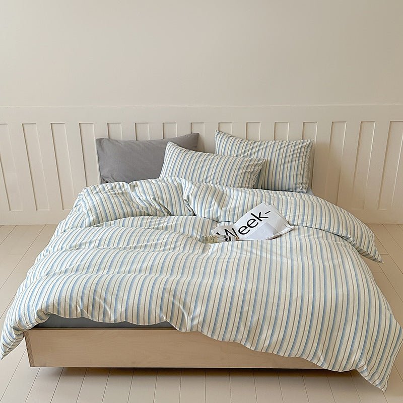 Parker Minimalist Striped Bedding Set / Khaki & Gray