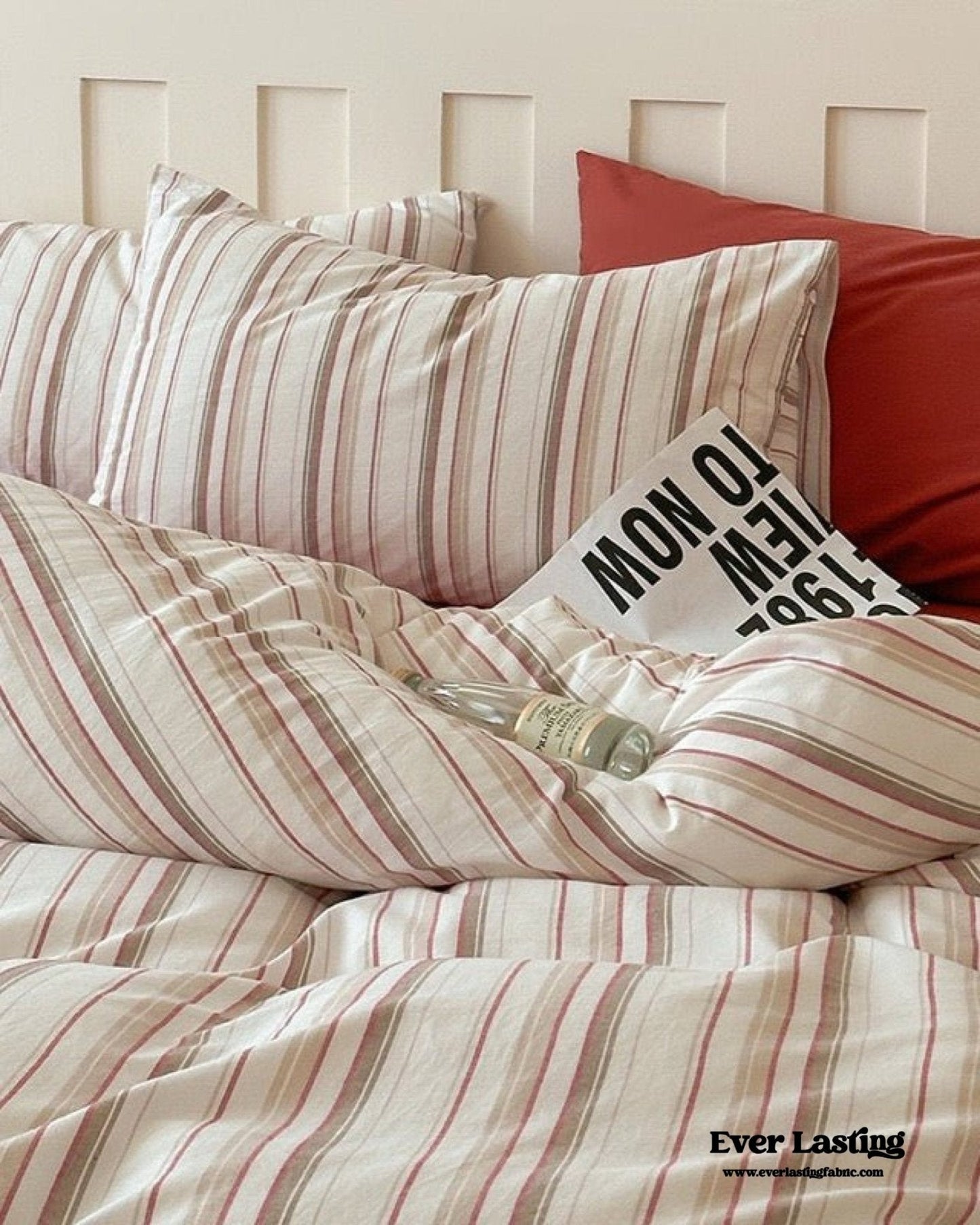 Parker Minimalist Striped Bedding Set / Pink