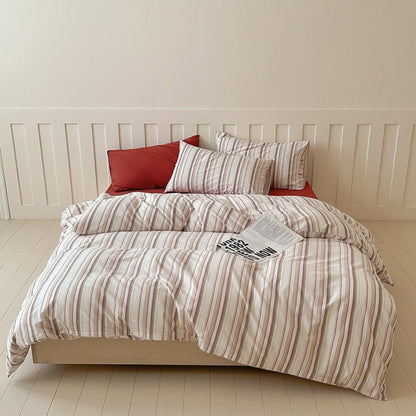 Parker Minimalist Striped Bedding Set / Pink