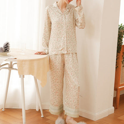 Pastoral Floral Long-Sleeve Long-Pants Pajama Set