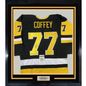 Framed Autographed/Signed Paul Coffey 35x39 Pittsburgh Black Hockey Jersey JSA COA