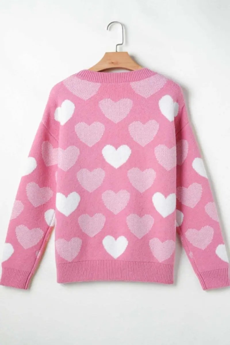Sweaters Trendsi Pearl Trim Sweater Women's Date Night Heart Neck Long Sleeve Top