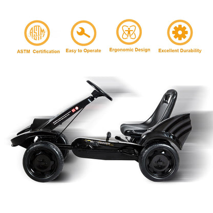 Pedal Powered Go Kart for Kids with Clutch & Hand Brake - 4 Wheel Racer Toy