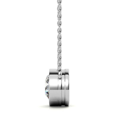 2.00 CTW AGI Certified Round Brilliant Lab Grown Diamond Bezel Pendant in 14K White or Yellow Gold