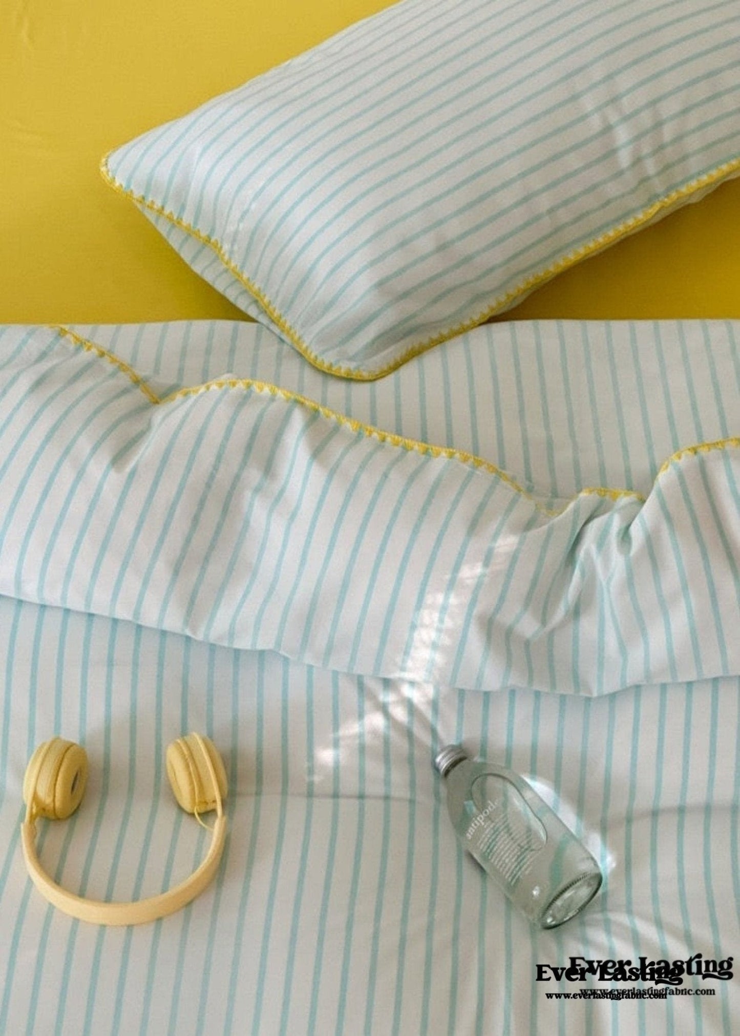 Pepper Candy Stripe Bedding Set / Blue + Yellow