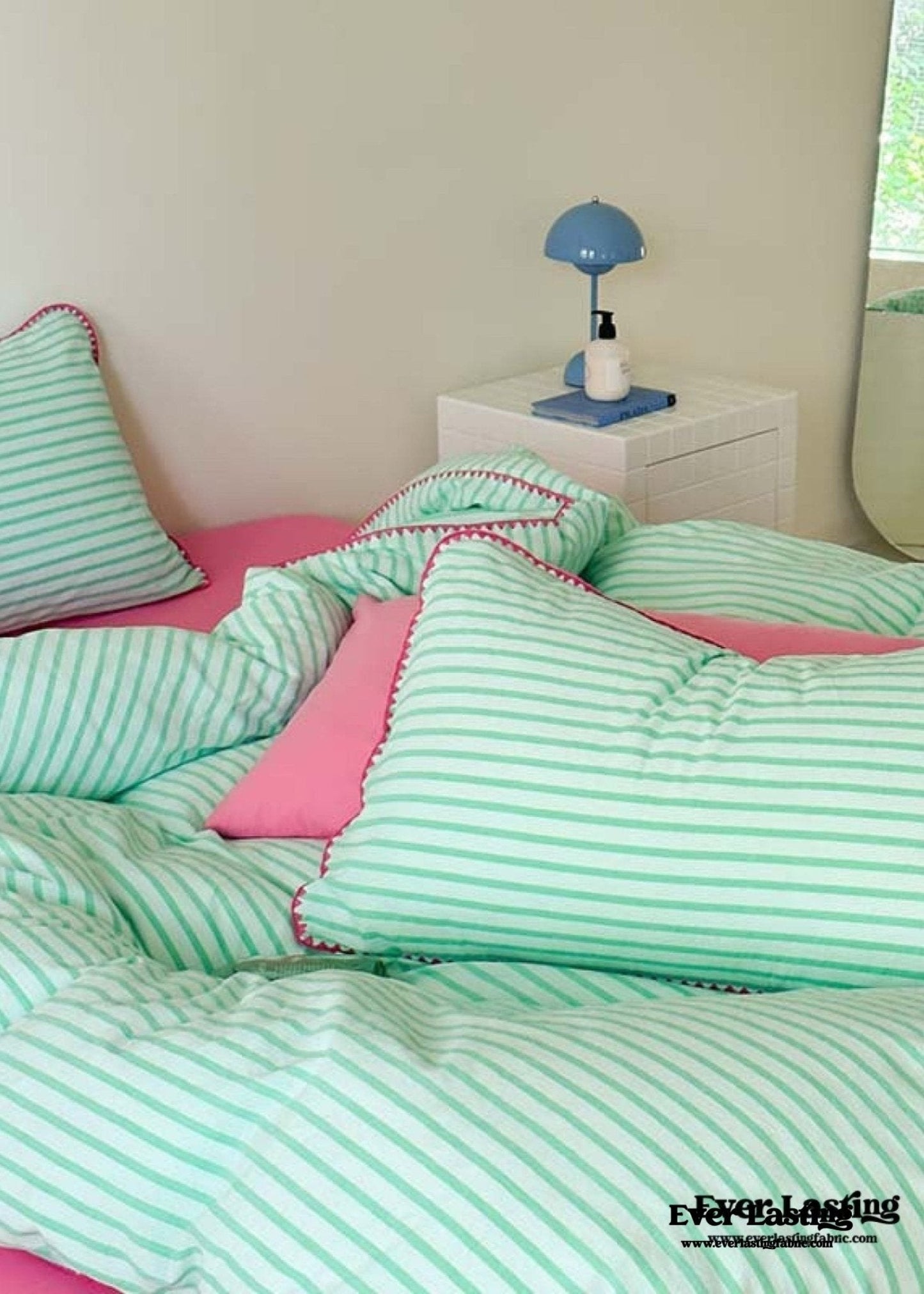 Pepper Candy Stripe Bedding Set / Blue + Yellow