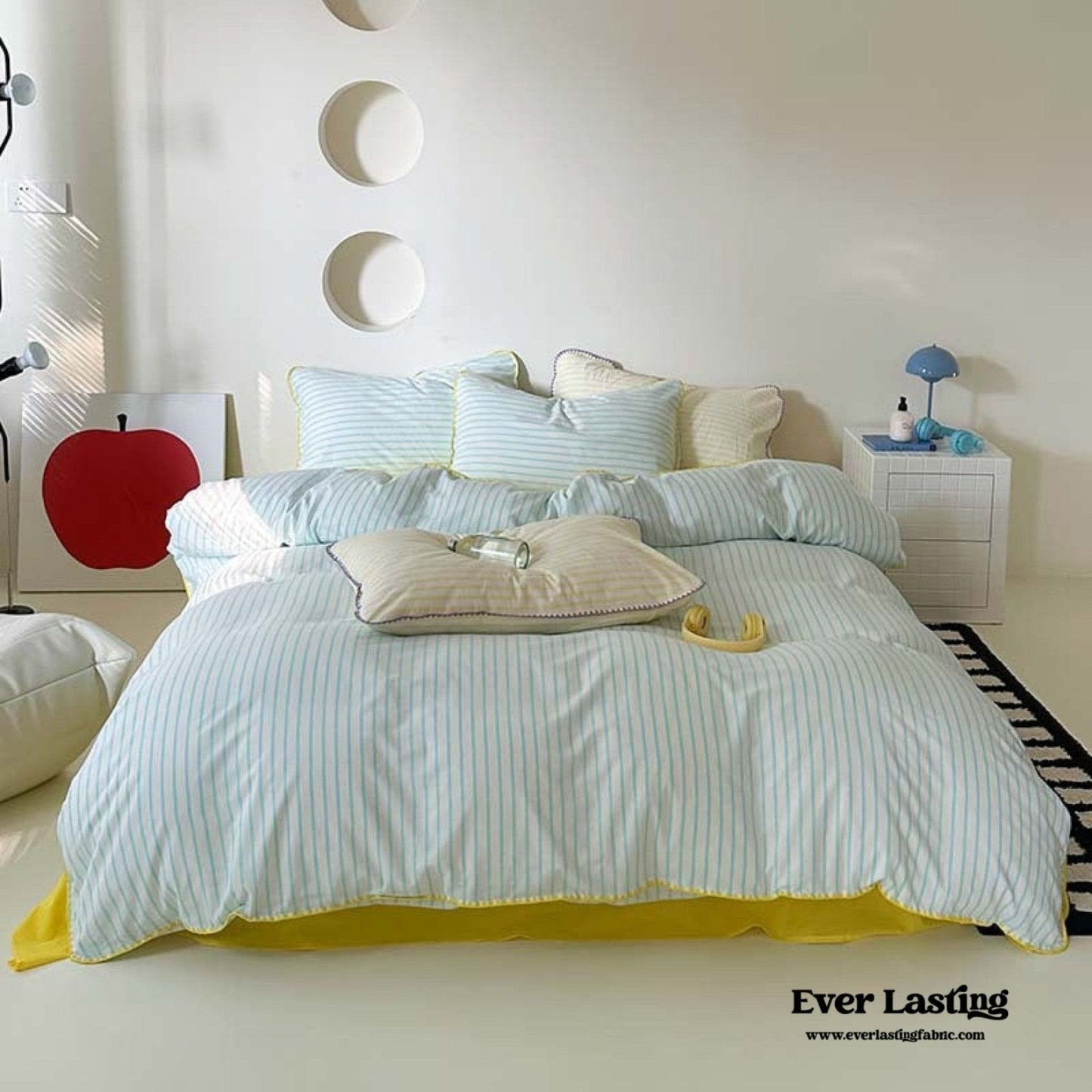 Pepper Candy Stripe Bedding Set / Blue + Yellow