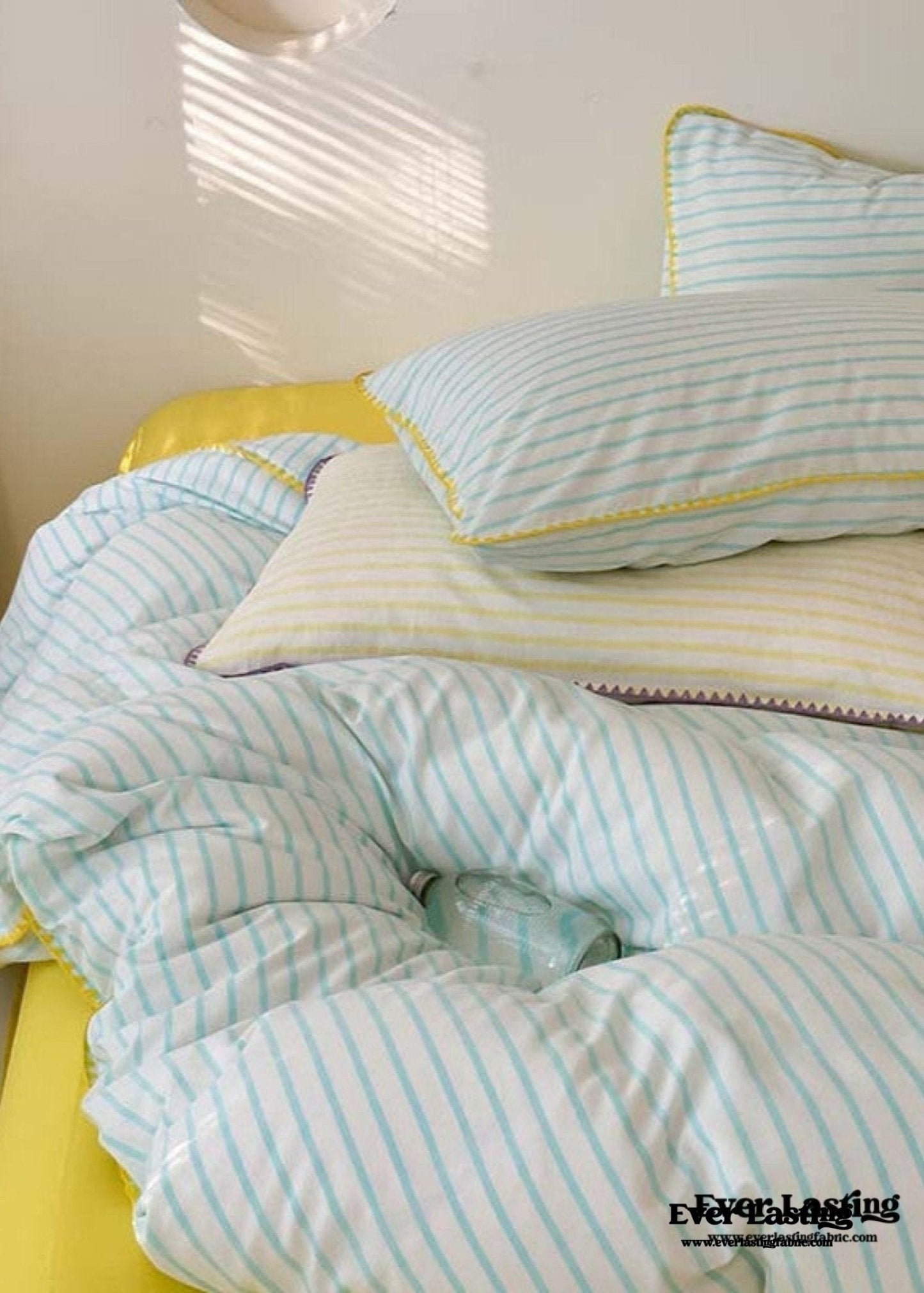 Pepper Candy Stripe Bedding Set / Light Green