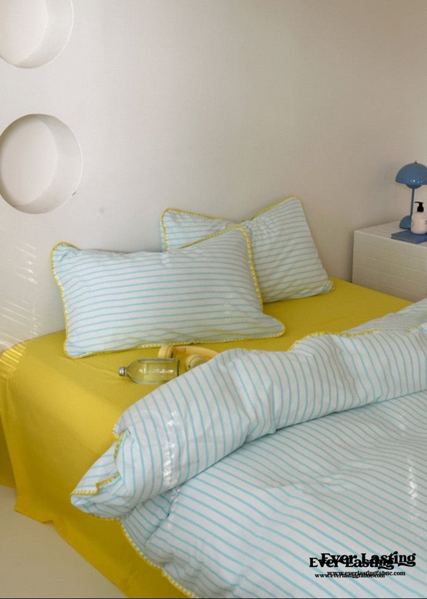 Pepper Candy Stripe Bedding Set / Light Green