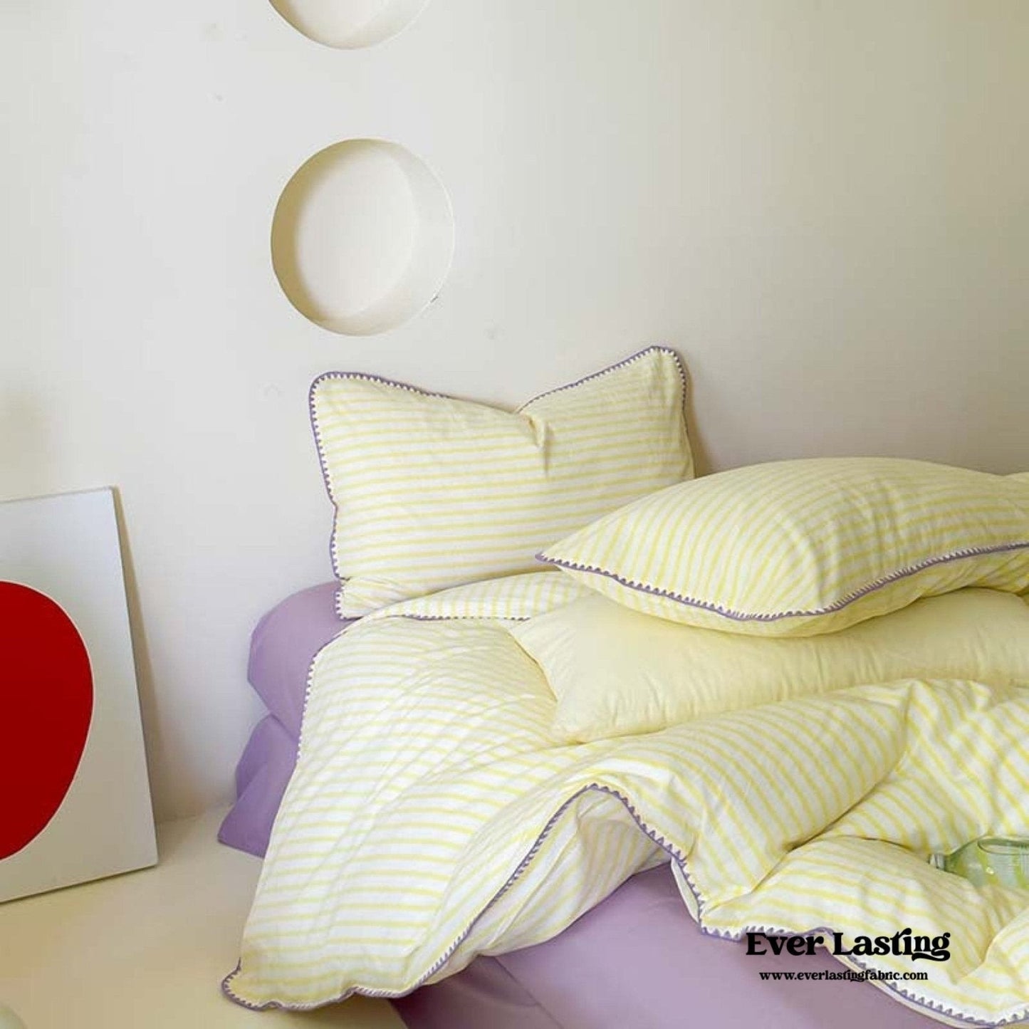 Pepper Candy Stripe Bedding Set / Light Green